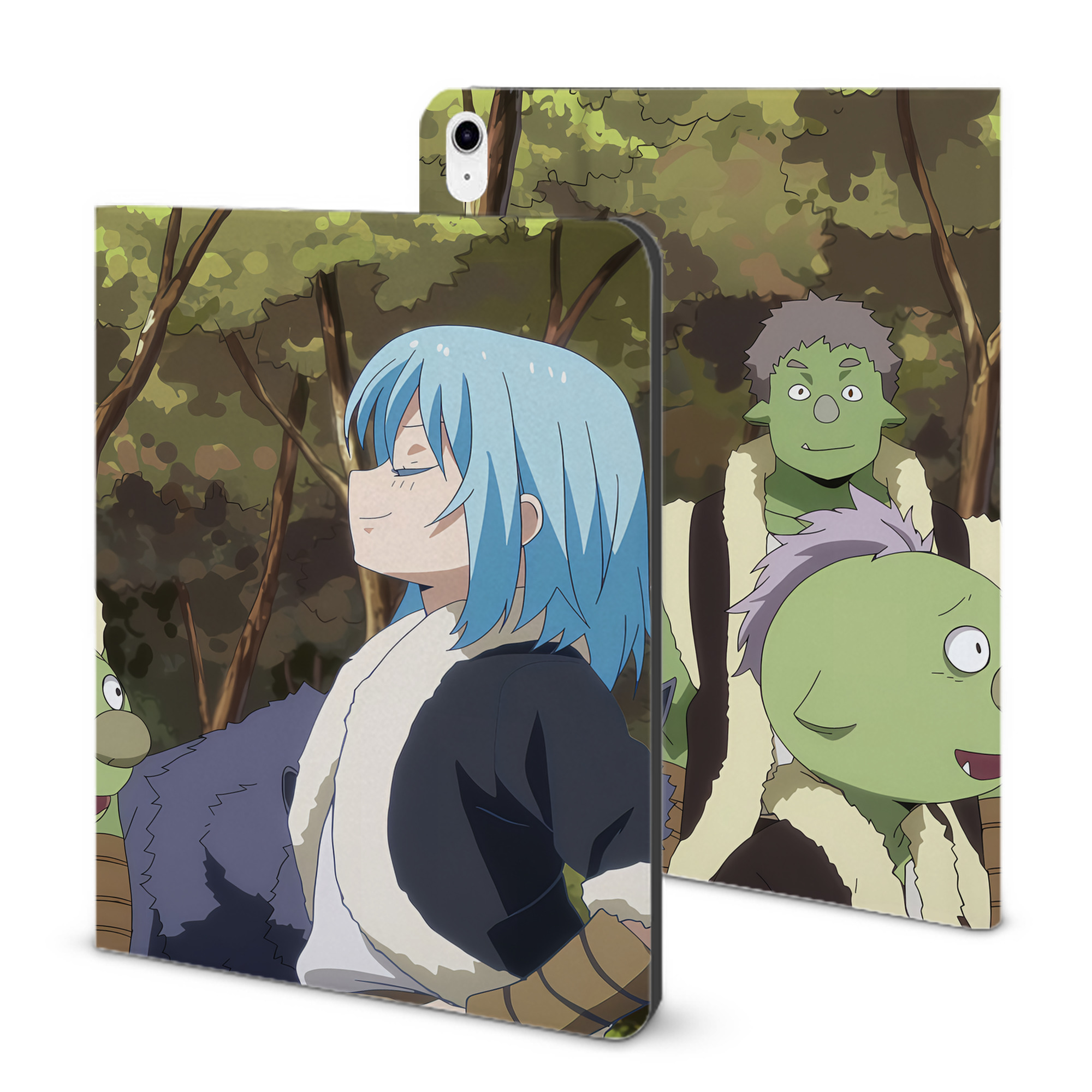 （画像用） 転スラ Regarding Reincarnated to Slime IPad ケース ブック型 PUレザー TPU 耐衝撃 軽量 薄型 ペン収納なし 全面保護 IPad 各モデル対応